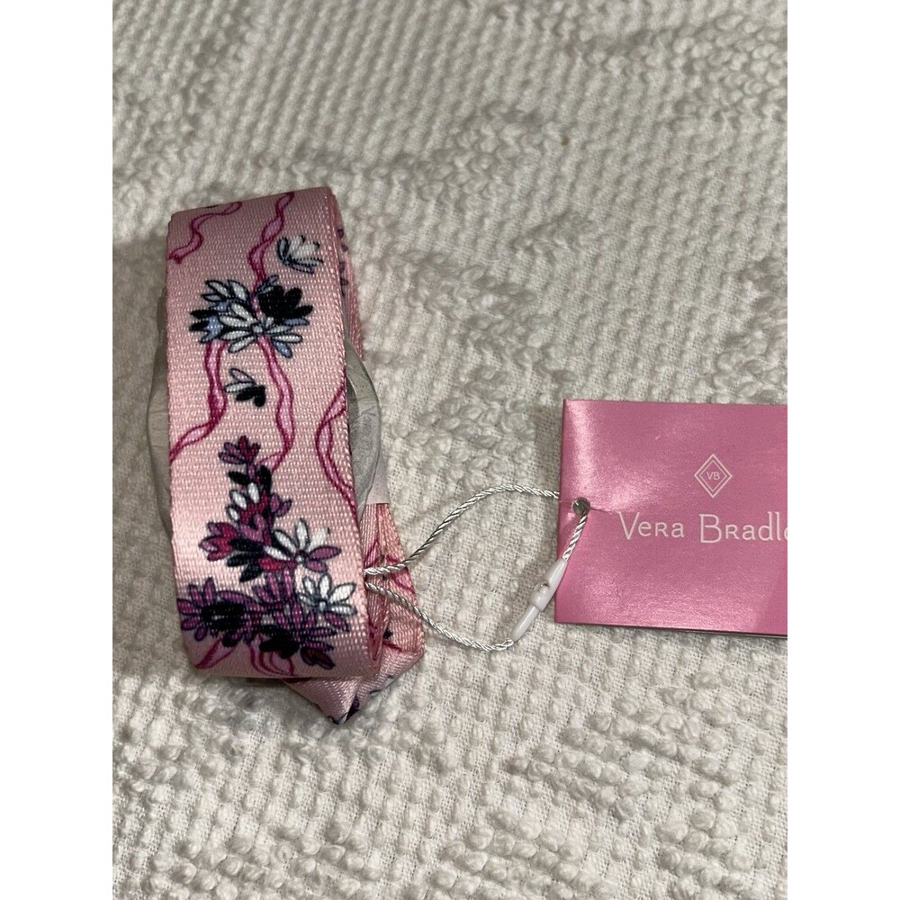 Vera Bradley Lighten Up Wide Lanyard Hope Blooms Pink MSRP $20 Breast Cancer